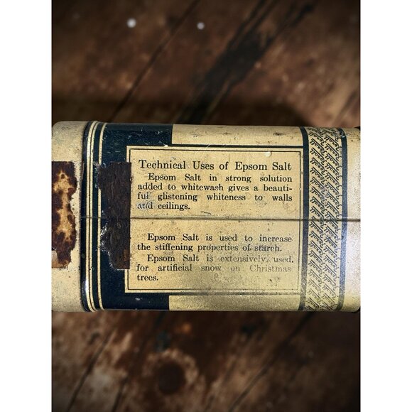 Vintage Puretest Epsom Salt Tin Container By United Drug Co. Retro Apothecary/Ch - Picture 5 of 6